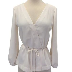Drapey crepe faux-wrap top